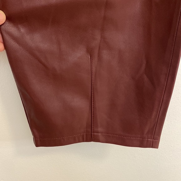 Pilcro The Breaker Cropped Faux Leather Pleated Pants Brown Size M - Picture 8 of 16